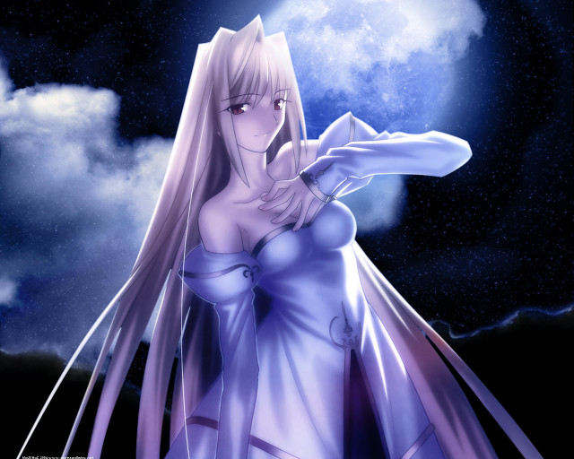 Moonlit woman blue dress full free wallpaper for desktop - medium preview image