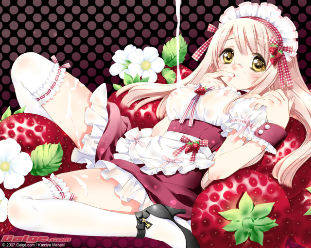 Strawberry couch girl anime flower free wallpaper for desktop - medium preview image