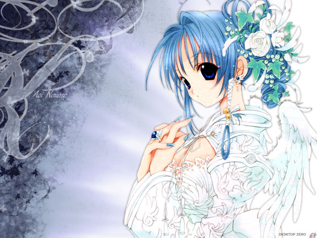 Anime girl blue hair angel #3 free wallpaper for desktop - medium preview image