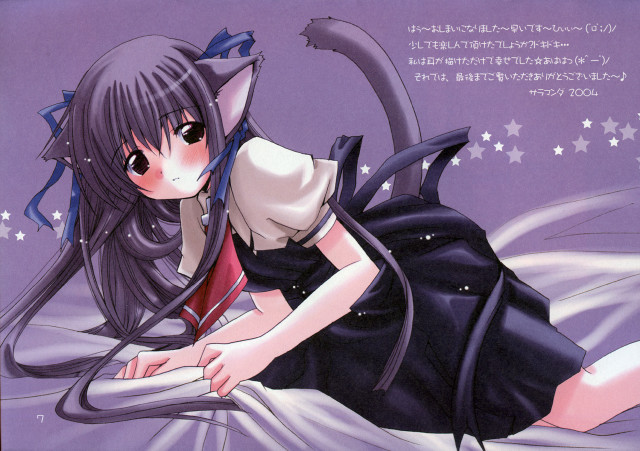 Girl cat bed starry furry free wallpaper for desktop - medium preview image