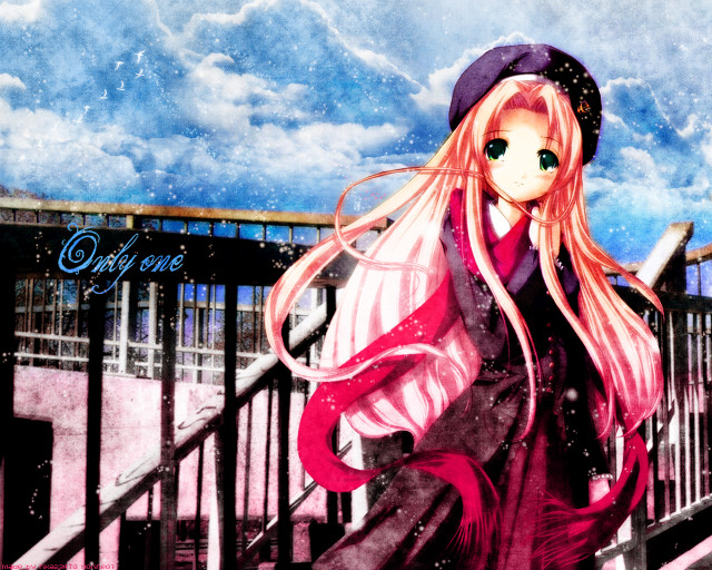 Pink hair girl balcony city free wallpaper for desktop - medium preview image