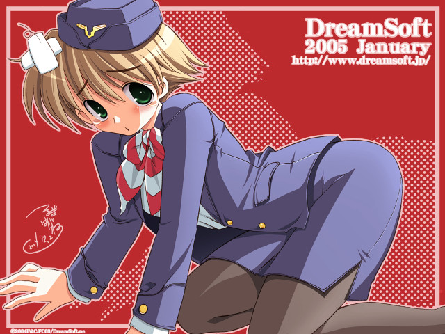 Anime blonde girl hat tie free wallpaper for desktop - medium preview image