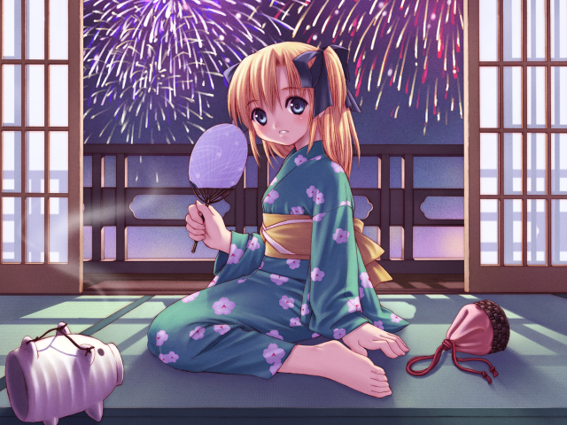 Alice prin kimono fireworks bow free wallpaper for desktop - medium preview image