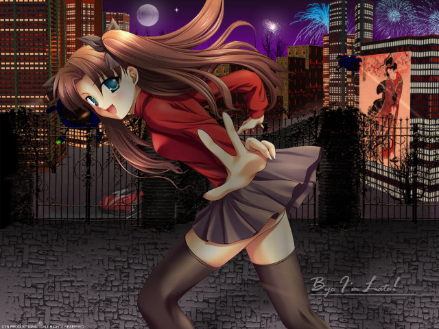 Cartoon girl dancing cityscape night free wallpaper for desktop - medium preview image