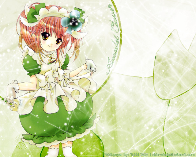 Girl green dress flower hair free wallpaper for desktop - medium preview image