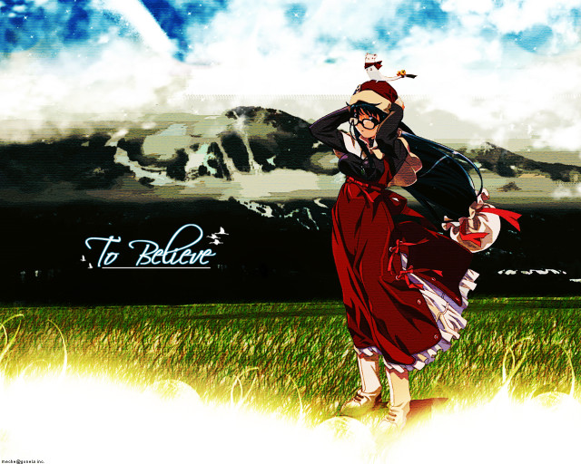 Woman red dress field clouds free wallpaper for desktop - medium preview image