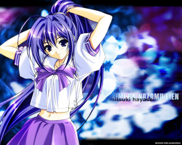 Anime girl purple hair school #2 free wallpaper for desktop - medium preview image