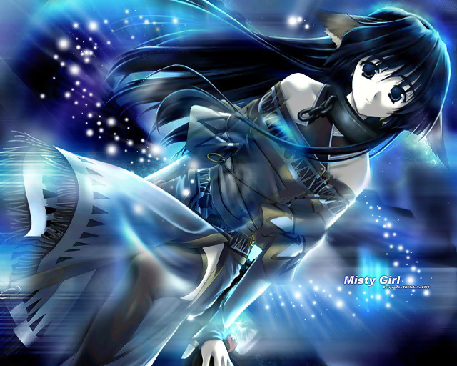Woman blue dress sword anime free wallpaper for desktop - medium preview image