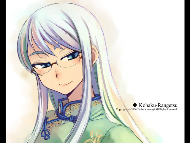 Woman white hair glasses green free wallpaper for desktop - medium preview image