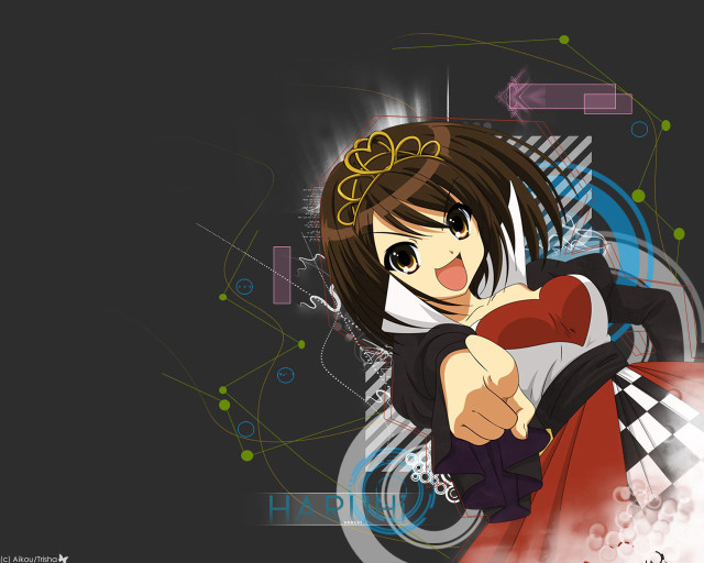 Woman gun pointing colorful lines free wallpaper for desktop - medium preview image