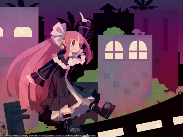 Cartoon gothic pixel pinkhair castle free wallpaper for desktop - medium preview image