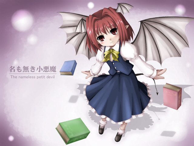 Demon girl red hair wings free wallpaper for desktop - medium preview image