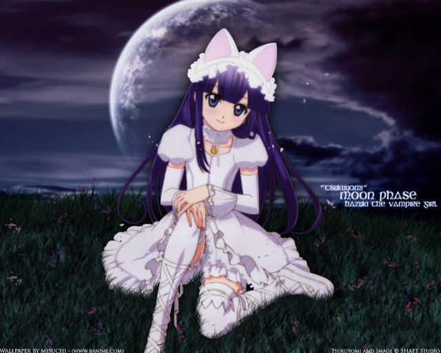 Anime girl moon gothic portrait free wallpaper for desktop - medium preview image