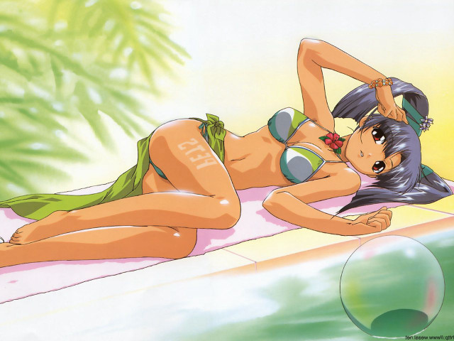 Beach girl greenbikini sun tattoo free wallpaper for desktop - medium preview image