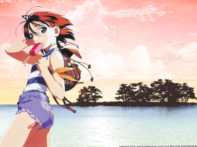 Woman beach ocean trees pink free wallpaper for desktop - medium preview image