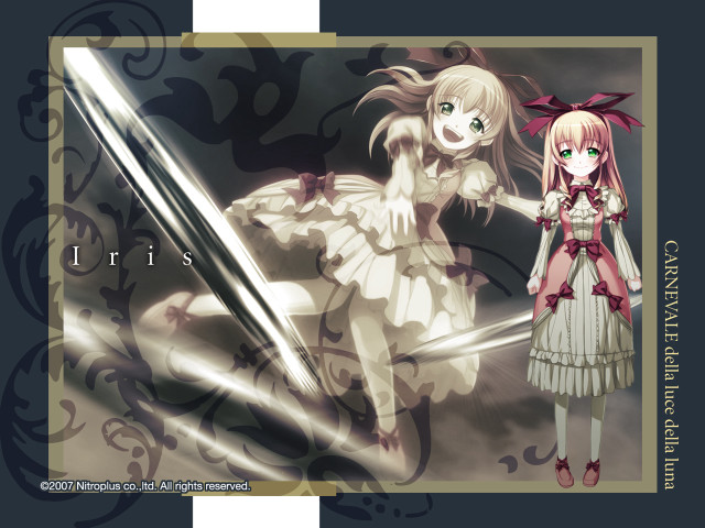 Anime girls swords floral frame free wallpaper for desktop - medium preview image