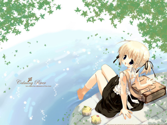 Girl dock suitcase anime gothic free wallpaper for desktop - medium preview image