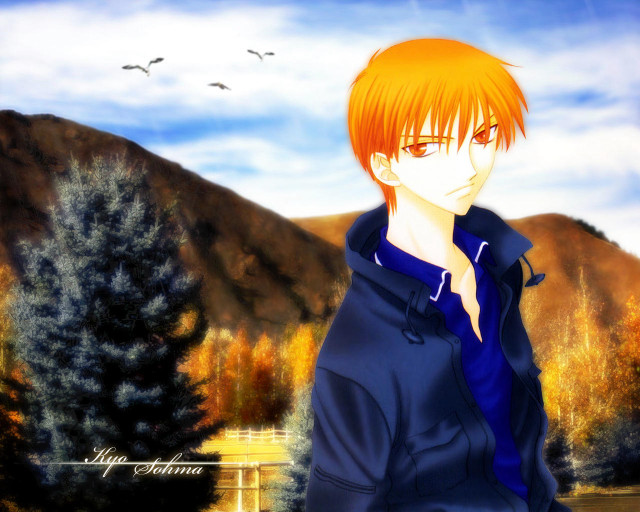 Orange hair man mountain sky free wallpaper for desktop - medium preview image