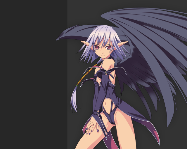 Anime purple haired elf wings free wallpaper for desktop - medium preview image