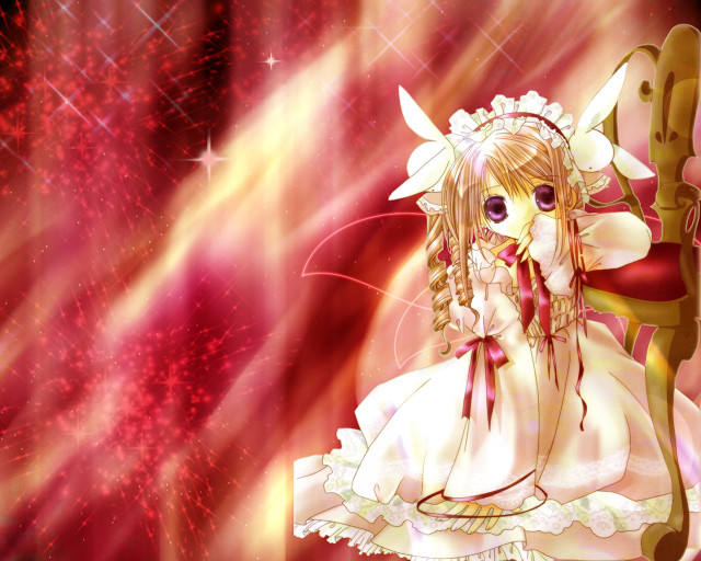 Anime girl sword red background free wallpaper for desktop - medium preview image