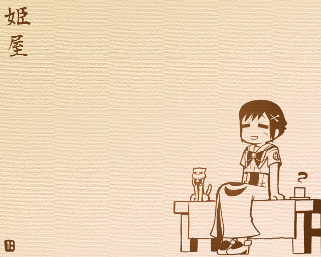 Woman cat table blush hairclip free wallpaper for desktop - medium preview image