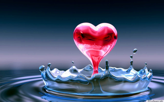 Heart floating water splash drop free wallpaper for desktop - medium preview image