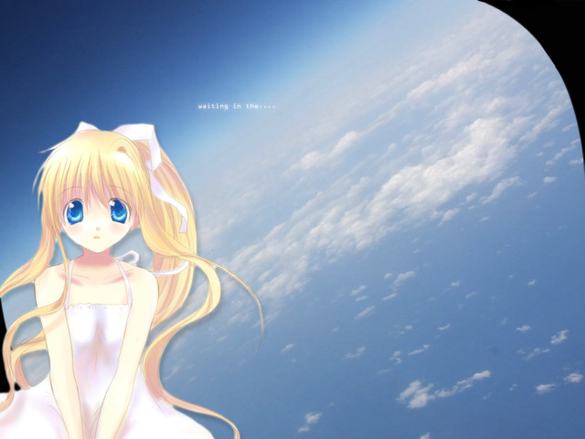 Anime girl white dress flying #2 free wallpaper for desktop - medium preview image