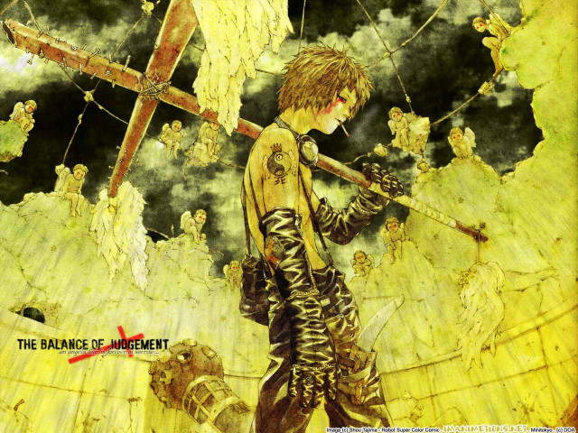 Man sword cross angels sky free wallpaper for desktop - medium preview image