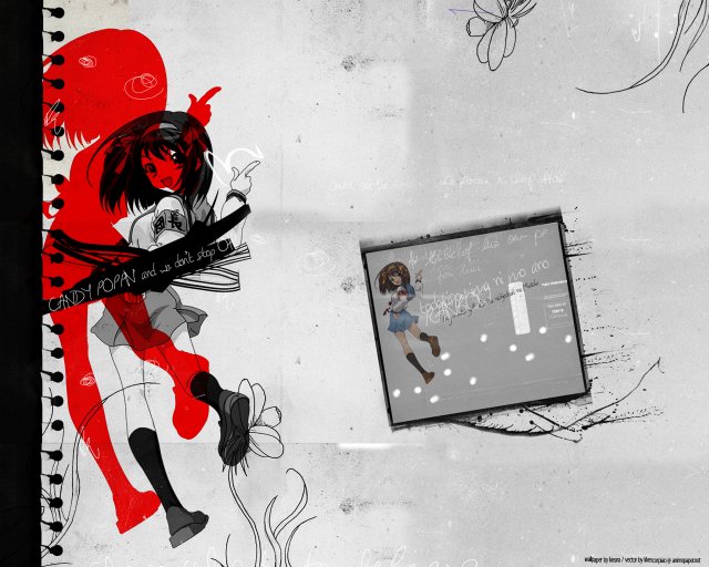 Red haired girls yandere suzumiya free wallpaper for desktop - medium preview image