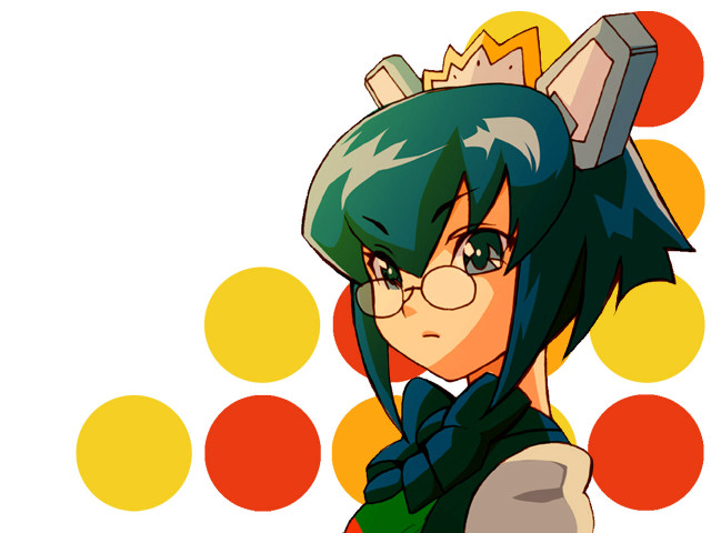 Green hair glasses crown portrait free wallpaper for desktop - medium preview image