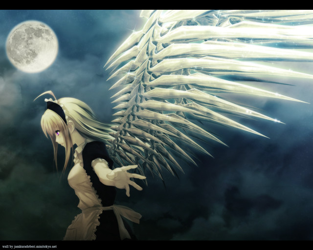 Moonlit gothic maid wings long free wallpaper for desktop - medium preview image