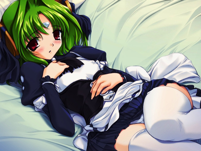 Green hair bed mockup maid free wallpaper for desktop - medium preview image