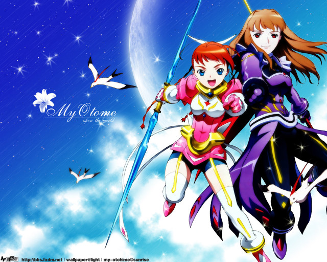 Sky girls sword moon fireworks free wallpaper for desktop - medium preview image