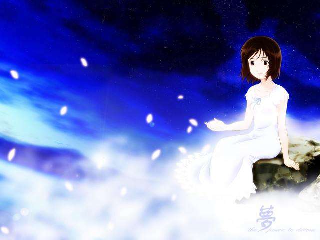 Woman clouds stars aurora moon free wallpaper for desktop - medium preview image