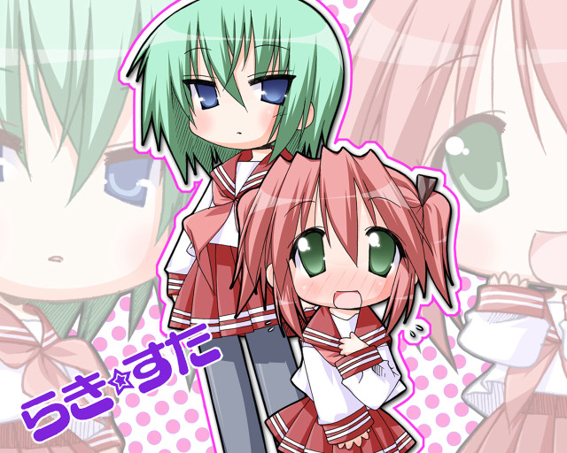 Anime girls polka dot pink free wallpaper for desktop - medium preview image