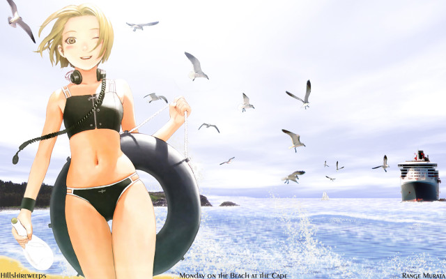 Beach bikini ship birds sotsart free wallpaper for desktop - medium preview image