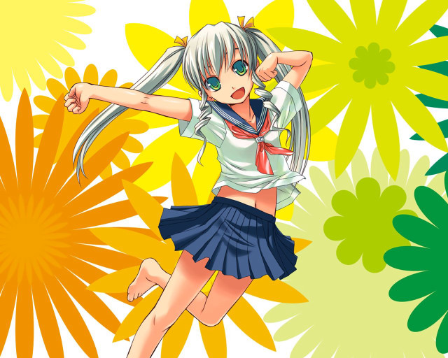 Girl dancing sunflower schooluniform flower free wallpaper for desktop - medium preview image