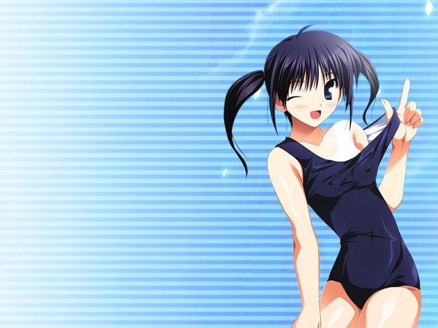 Woman swimsuit kyoto animation blue free wallpaper for desktop - medium preview image
