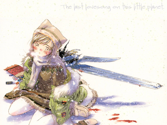 Woman kneeling knife bloody hand free wallpaper for desktop - medium preview image