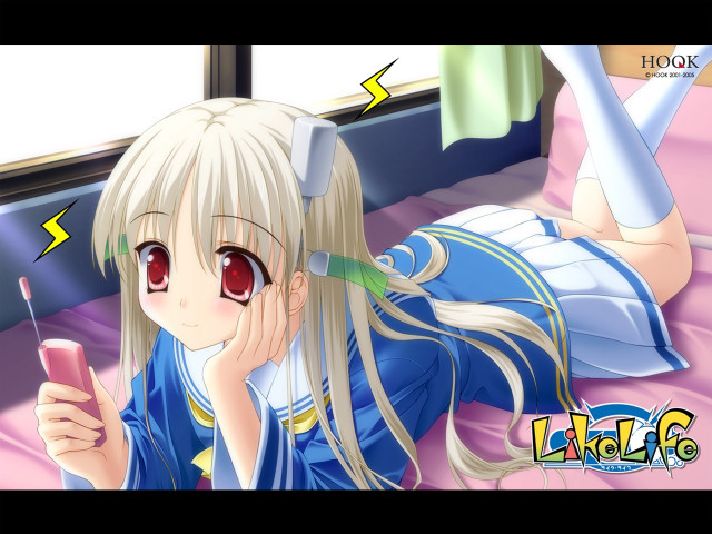 Girl bed cellphone lightning yayoi free wallpaper for desktop - medium preview image