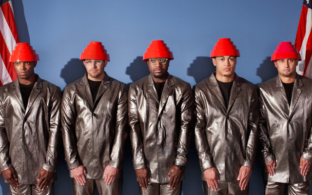 Men red hats flag blue free wallpaper for desktop - medium preview image