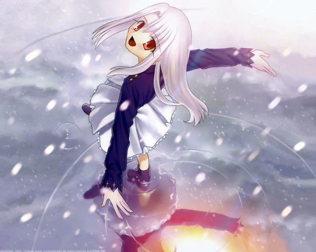 White haired girl snow flowers free wallpaper for desktop - medium preview image
