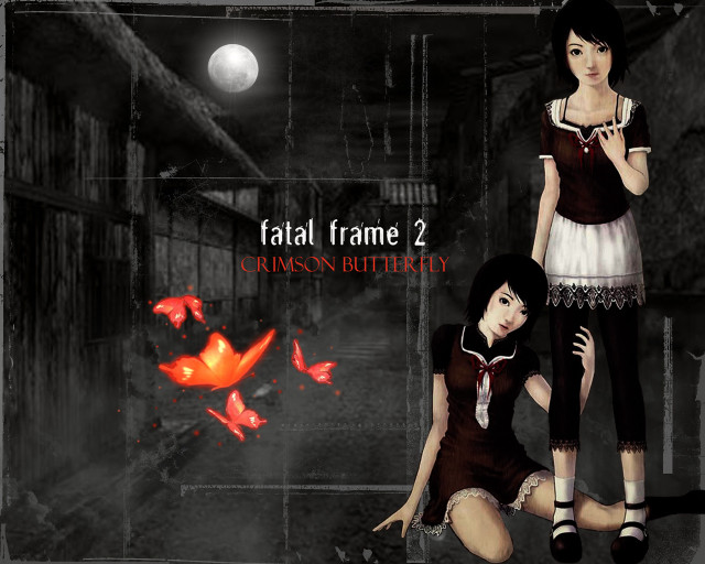 Two anime girls sitting dark free wallpaper for desktop - medium preview image