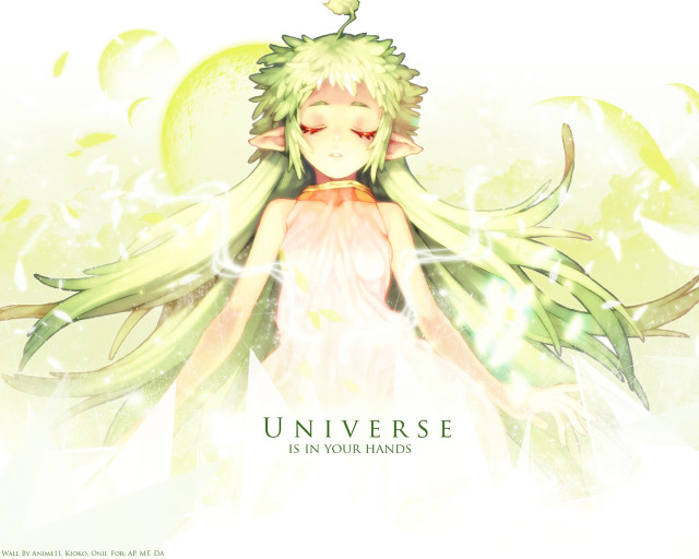 Green hair white dress elf free wallpaper for desktop - medium preview image