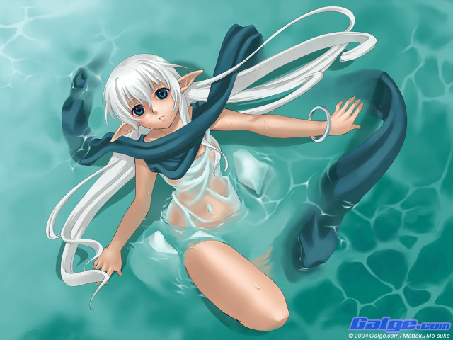 Floating elf woman anime fantasy free wallpaper for desktop - medium preview image