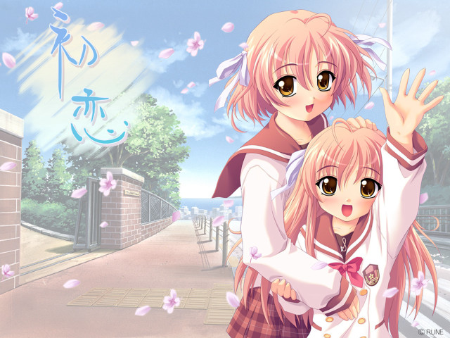 Anime girls gate trees flower free wallpaper for desktop - medium preview image