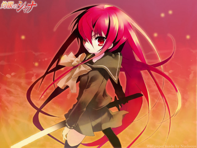 Pink haired girl sword red free wallpaper for desktop - medium preview image