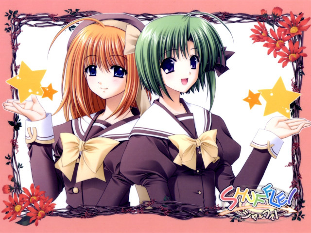 Green hair anime girls stars free wallpaper for desktop - medium preview image