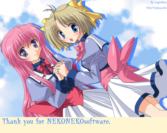 Neko kosotro anime hug sky free wallpaper for desktop - medium preview image
