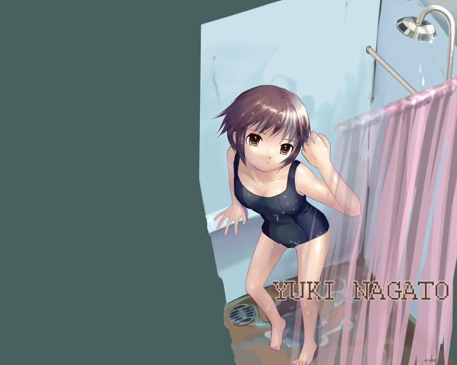 Cartoon girl bathing suit toilet free wallpaper for desktop - medium preview image